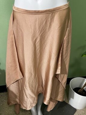 BCBGMaxAzria Blush Asymmetrical Satin Midi Skirt